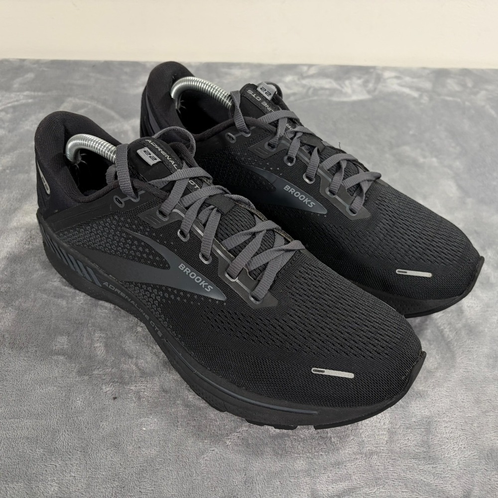 Brooks Adrenaline GTS 22 Triple Black Running Shoes Mens 10.5 2E Wide Sneakers